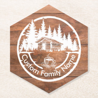 Rustic Cottage Cabin Barn | Custom Family Name Kartonnen Onderzetters