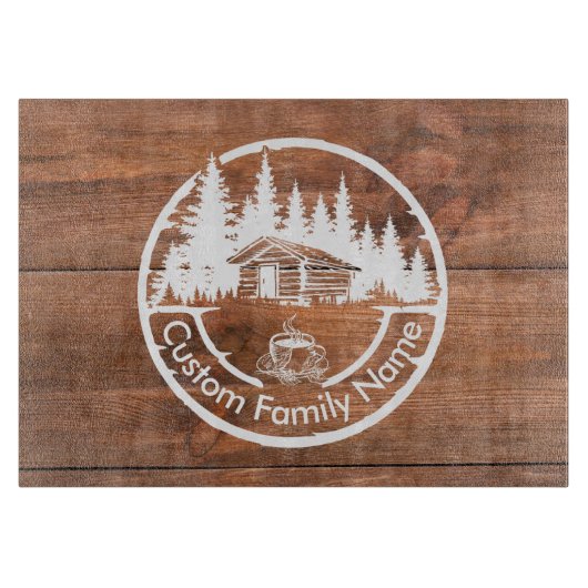 Rustic Cottage Cabin Barn | Custom Family Name Snijplank (Voorkant)