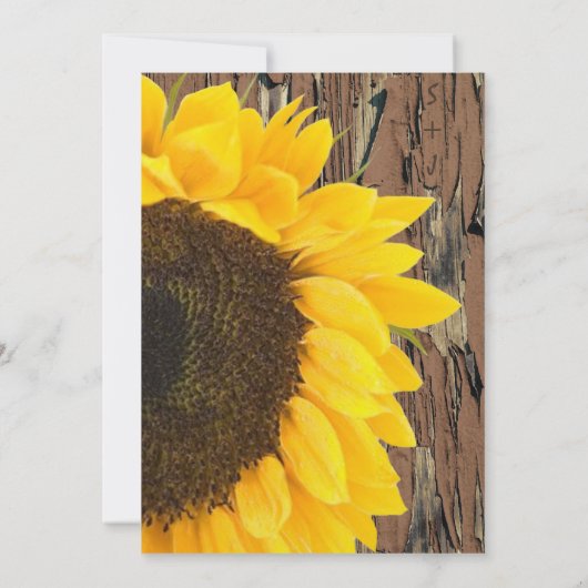 Rustic Cottage Chic Sunflower Wedding Kaart (Achterkant)