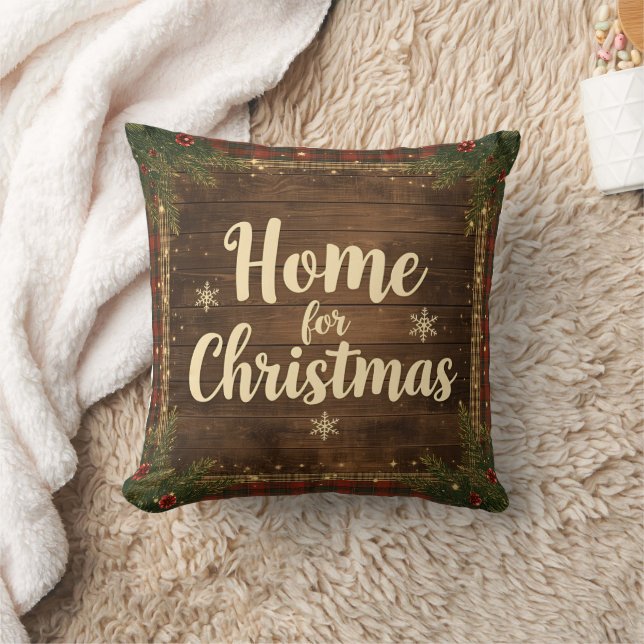 Rustic Cottage Christmas Throw Pillow | Cozy Kussen (Deken)