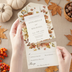 Rustic Cottage Core Herfst Wildflowers Cream All In One Uitnodiging