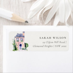 Rustic Cottage Landschap Thuis Verhuisd Adres Etiket