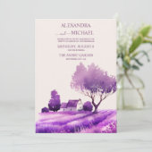 Rustic Cottage Paarse Lavender Wedding Kaart (Staand voorkant)