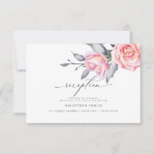 Rustic Cottage Roos Blush Roze Receptie Kaart (Voorkant)