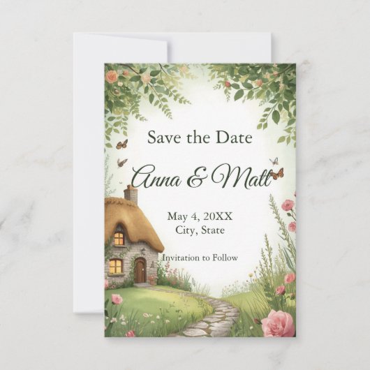 Rustic Cottage Wildflower Save the Date vertaling (Voorkant)