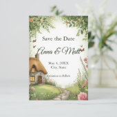 Rustic Cottage Wildflower Save the Date vertaling (Staand voorkant)
