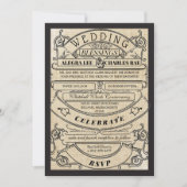 Rustic Cottcore Typography Ticket Wedding Kaart (Voorkant)