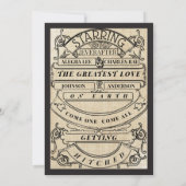 Rustic Cottcore Typography Ticket Wedding Kaart (Achterkant)
