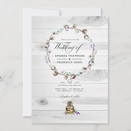 Rustic Cotton Lavender Country QR Code Weddenschap Kaart (Voorkant)