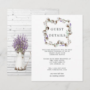 Rustic Cotton Lavender Wedding Guest - Gegevens Informatiekaartje
