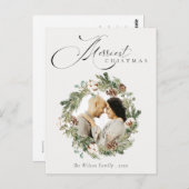 Rustic Cotton Pine Cone kerstfoto Wreater  Briefkaart (Voorkant / Achterkant)