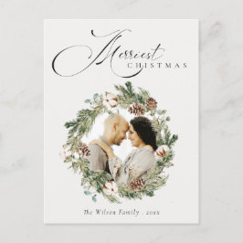 Rustic Cotton Pine Cone kerstfoto Wreater  Briefkaart