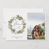 Rustic Cotton Pine Cone met kerstmis  Feestdagenkaart (Voorkant)