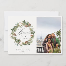 Rustic Cotton Pine Cone met kerstmis  Feestdagenkaart