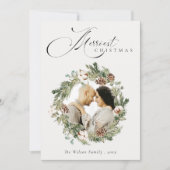 Rustic Cotton Pine Cone met kerstmis Feestdagenkaart (Voorkant)