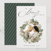 Rustic Cotton Pine Cone met kerstmis Feestdagenkaart (Voorkant / Achterkant)