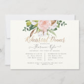 Rustic Cotton Roos Magnolia Rehearsal Dinner Kaart (Voorkant)