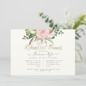 Rustic Cotton Roos Magnolia Rehearsal Dinner Kaart (Staand voorkant)