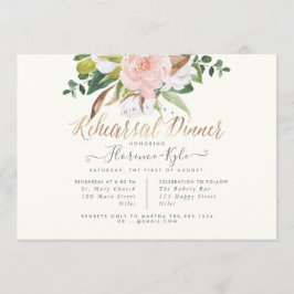 Rustic Cotton Roos Magnolia Rehearsal Dinner Kaart