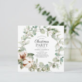 Rustic Cotton Winter Greenery Wreath Holiday Kaart (Staand voorkant)