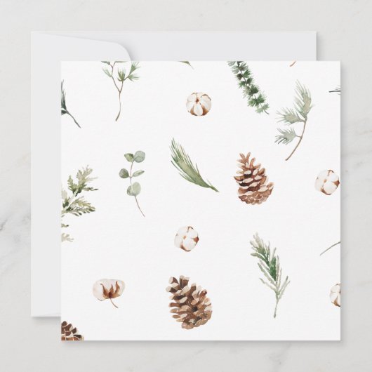 Rustic Cotton Winter Greenery Wreath Holiday Kaart (Achterkant)