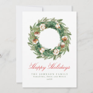 Rustic Cotton Wreate Green Pset Check Kerstmis Feestdagenkaart