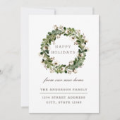 Rustic Cotton Wreath Holiday Moving Announge Feestdagenkaart (Voorkant)