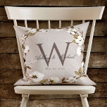 Rustic Cotton Wreath Monogram Wedding Keepslag Kussen<br><div class="desc">Persoonlijke bruiloft. Dit elegante, rustige, digitale linnen ontwerp-kussen biedt een beige linnen textuurachtergrond met een prachtige waterverf wattenstaaf die het klassieke monogram initiaal lijst. De voornamen van het stel worden geschreven over het monogram initiaal in een prachtig kalligrafiekmanuscript, met de trouwdatum hieronder. Het ontwerp is hetzelfde op zowel de voorzijde...</div>