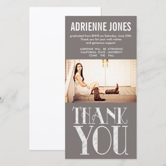 Rustic Country Afstuderen Foto Bedankkaart (Voorkant / Achterkant)