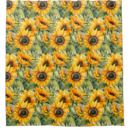 Rustic Country Americana Sunflower Shower Curtains Douchegordijn