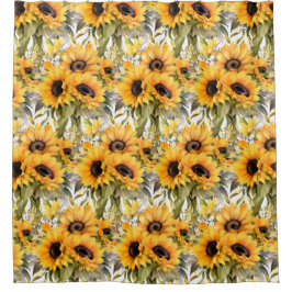 Rustic Country Americana Sunflower Shower Curtains Douchegordijn