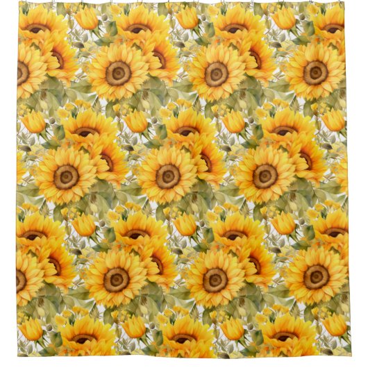 Rustic Country Americana Sunflower Shower Curtains Douchegordijn (Voorkant)