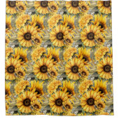Rustic Country Americana Sunflower Shower Curtains Douchegordijn (Voorkant)