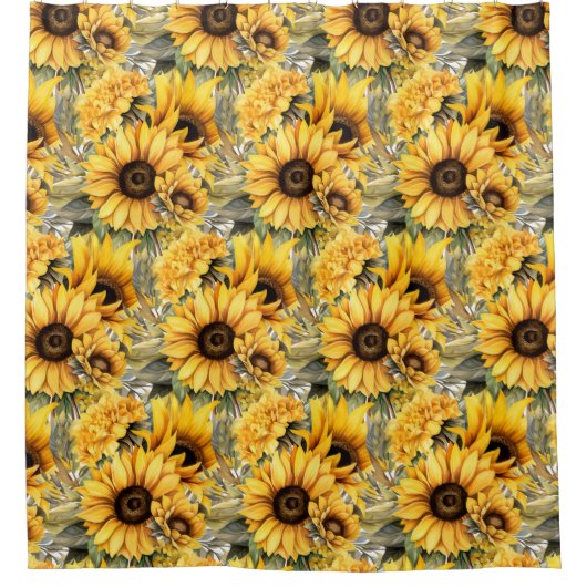 Rustic Country Americana Sunflower Shower Curtains Douchegordijn (Voorkant)