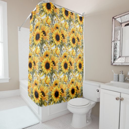 Rustic Country Americana Sunflower Shower Curtains Douchegordijn (In situ)
