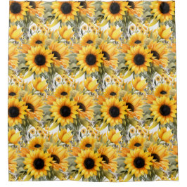 Rustic Country Americana Sunflower Shower Curtains Douchegordijn