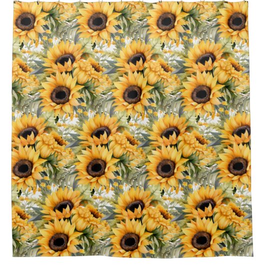 Rustic Country Americana Sunflower Shower Curtains Douchegordijn (Voorkant)