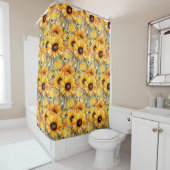 Rustic Country Americana Sunflower Shower Curtains Douchegordijn (In situ)