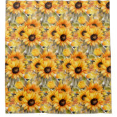 Rustic Country Americana Sunflower Shower Curtains Douchegordijn (Voorkant)