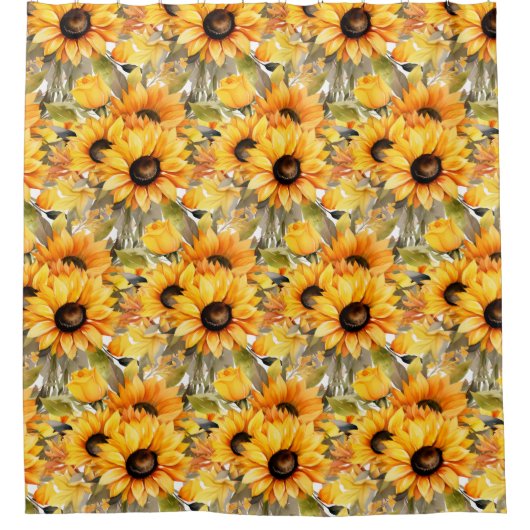 Rustic Country Americana Sunflower Shower Curtains Douchegordijn (Voorkant)