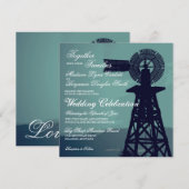 Rustic Country Aqua Windmill Wedding Invitations Kaart (Voorkant / Achterkant)