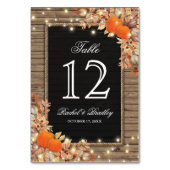 Rustic Country Autumn Fall Wedding Table Numbers Kaart (Achterkant)