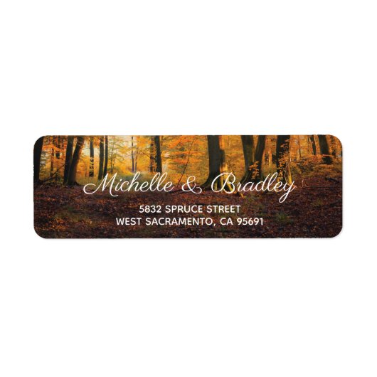 Rustic Country Autumn Herfst Woodland Wedding Etiket (Voorkant)