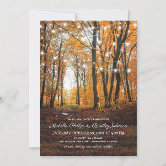Rustic Country Autumn Herfst Woodland Wedding Kaart (Voorkant)
