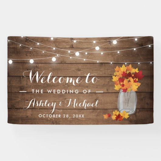 Rustic Country Autumn laat strijkveldenweddenschap Spandoek (Horizontaal)