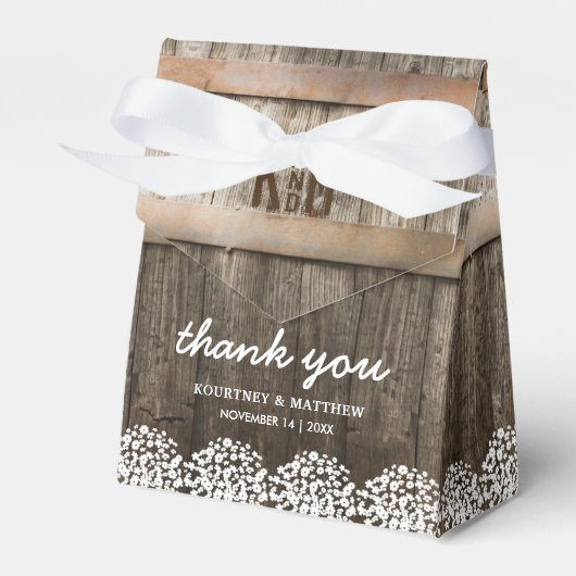 Rustic Country Baby's Breath Floral Wedding Bedankdoosjes (Voorkant Zijde)