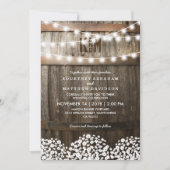 Rustic Country Baby's Breath String Lights Wedding Kaart (Voorkant)
