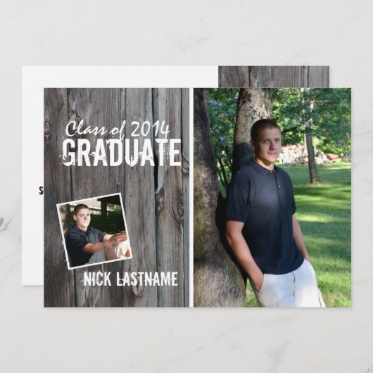 Rustic Country Barn Afstuderen Kaart (Voorkant / Achterkant)