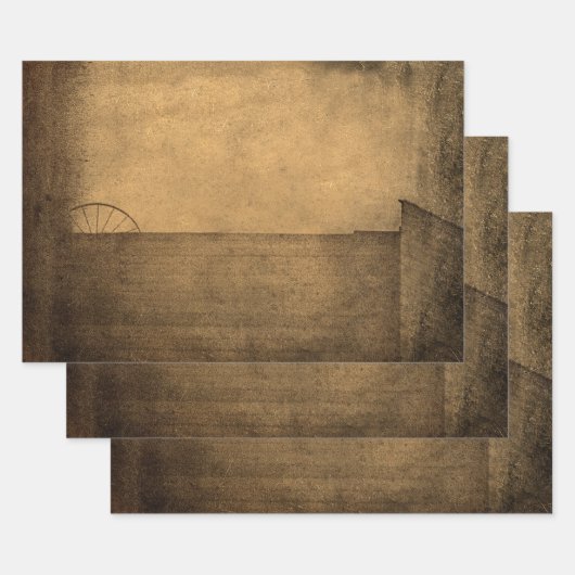 Rustic Country Barn Brown Sepia  textuur Inpakpapier Vel (Set)