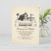 Rustic Country Barn Engagement Party Uitnodigingen (Staand voorkant)